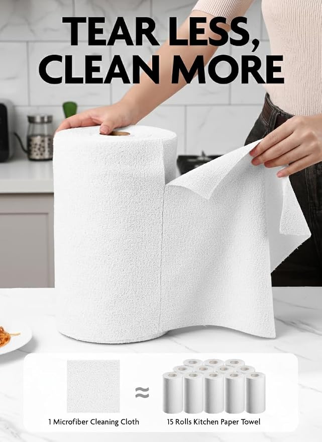 Fantasticlean Microfiber Cleaning Cloth Roll -90 Pack, Tear Away Microfiber - Image 2