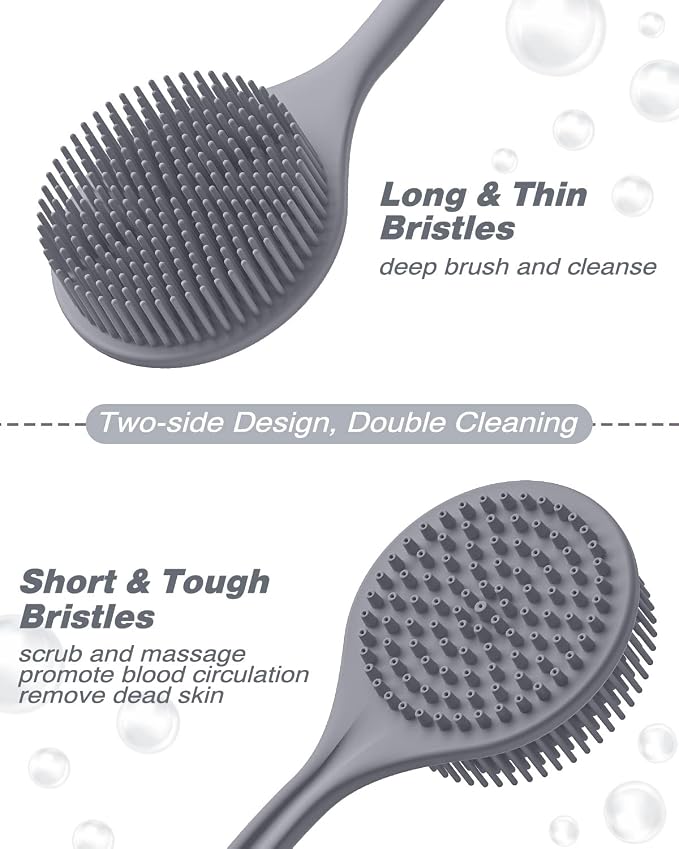Manmihealth Silicone Back Scrubber & Soft Bath Glove Set, Super-Cleaning Body - Image 3
