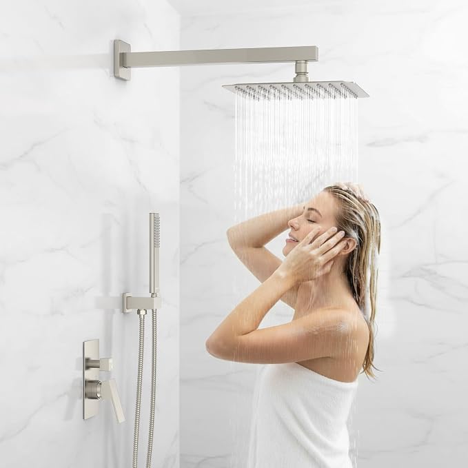 Rain Shower System Sets Faucet: EMBATHER 10 Inch Overhead Rainhead Shower Combo - Image 2