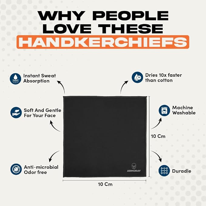ARMORAY Sweat Absorbing Towel Handkerchief – Quick-Dry Microfiber Gym Towels - Image 2