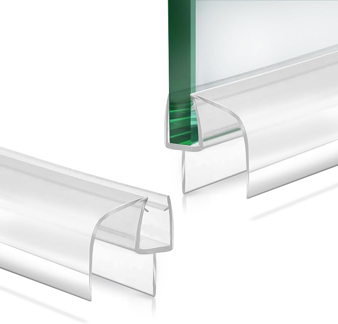 2-Pack Shower Glass Door Bottom Seal Strip, 36 Inch Long Clear PVC Seal Strips by Unknown