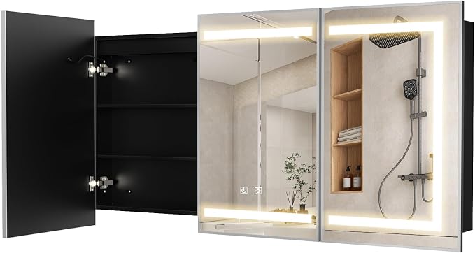 APRILSOUL 48X32 Inch Silver Bathroom Medicine Cabinet - Image 9