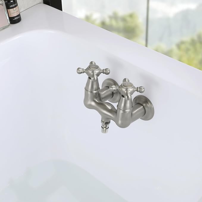 SUMERAIN Vintage Tub Faucet Wall Mount Tub Filler 3-3/8-Inch Center Two Cross - Image 3