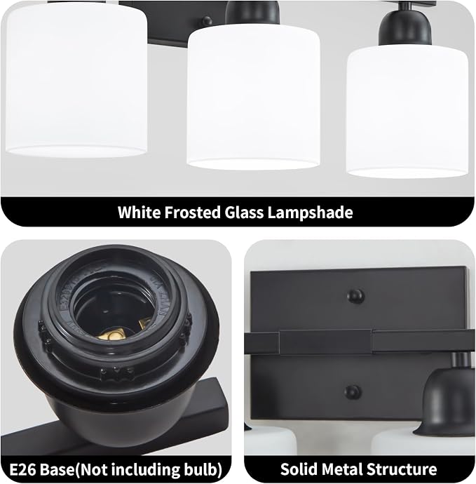 3-Light Bathroom Light Fixtures, Living Room, Vanity Table, E26 Base - Image 9