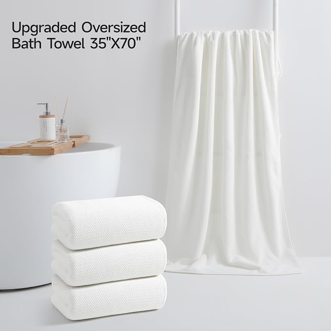 REDKISS 4 Pack Premium Bath Towels, Plush Coral Fleece Towels - Image 2