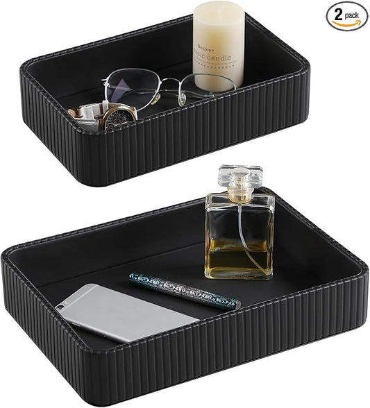 2 Pack Nightstand Organizer Tray, Decorative Perfume Valet Tray Trinket Dish by MEIBOOCH