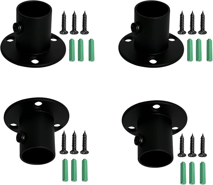 4Pcs Tube Hole Diameter 19 mm, Stainless Steel Matte Black Adjustable Curtain by Ohamtes