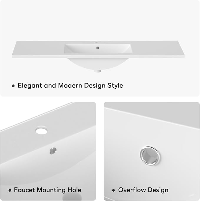 48” Bathroom Vanity with Sink, Freestanding Bathroom Vanity with Integrated - Image 6