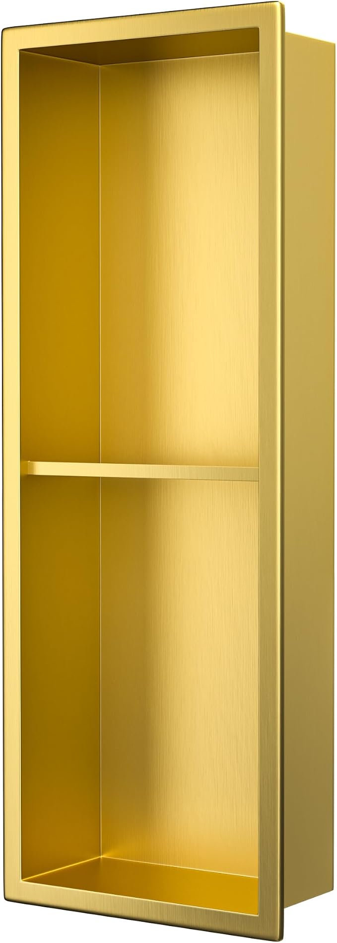 Stainless Steel Shower Niche 8"×24" Gold Double Shelf No Tiled Needed Niche by Bernkot