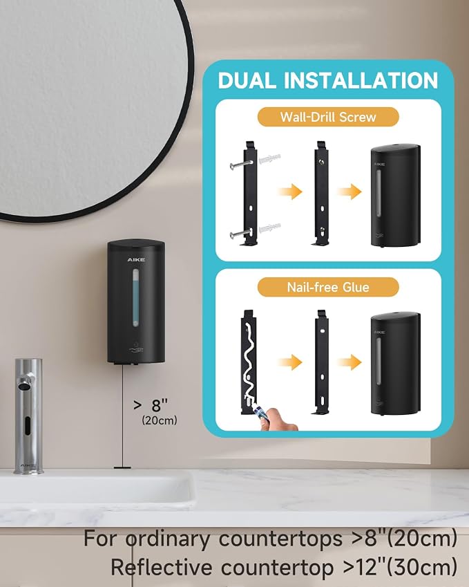 AIKE Wall Mount Automatic Foam Soap Dispenser 25 OZ Commercial Large Capacity - Image 2