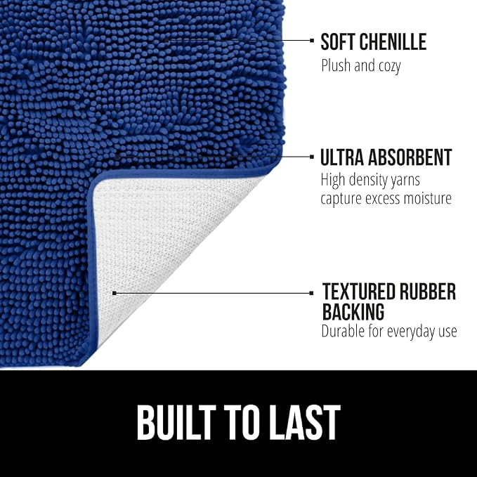 GORILLA GRIP Bath Rug Mat 36x24, Soft Absorbent Chenille, Quick Dry Microfiber - Image 2