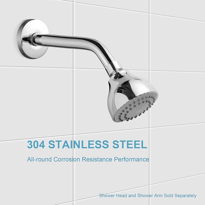 OFFO Shower Arm with Flange, 10 in Wall Mount Replacement Angle Shower Head Arm - Image 3