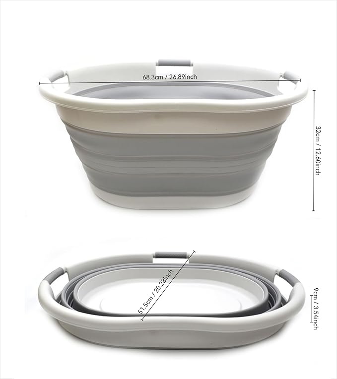 SAMMART 57L Collapsible 3-Handled Plastic Laundry Basket - Image 3