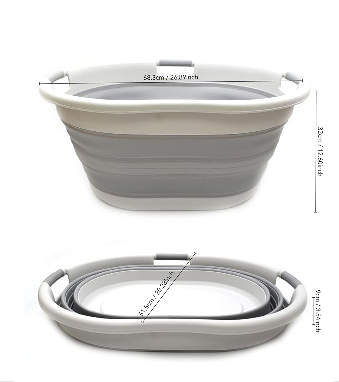 SAMMART 57L Collapsible 3-Handled Plastic Laundry Basket - Image 6