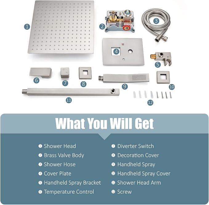 Aolemi Shower Faucet Set Rain Shower System - Image 9