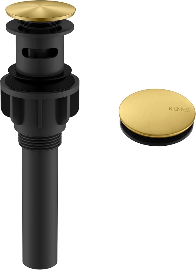 KENES Brushed Gold Pop Up Bathroom Sink Drain by KENESBathroomKitchen