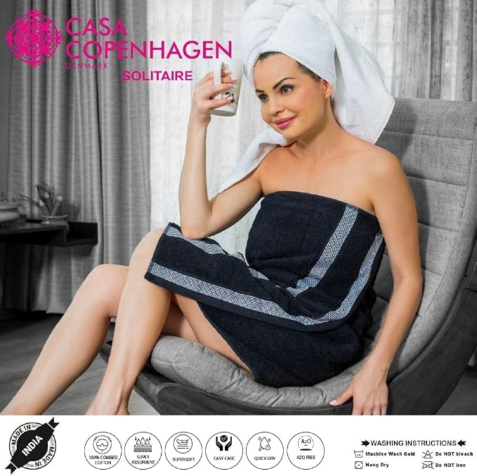 CASA COPENHAGEN Solitaire 6 Pieces Towel Set- Lime Green, 600 GSM 2 Bath Towel - Image 9