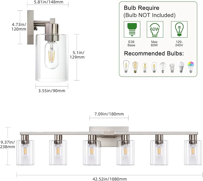 6-Light Bathroom Light Fixtures, Vanity - Image 5