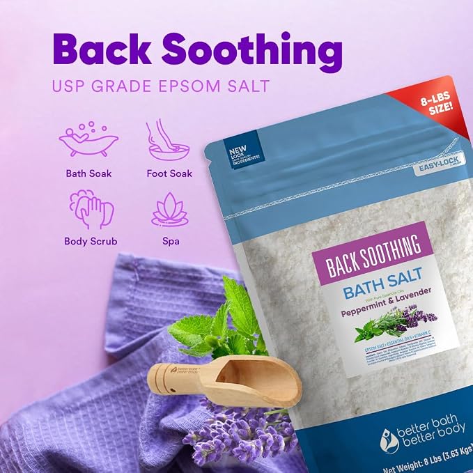 Back Soothing Bath Salt 128 Ounces USP Grade Epsom Salt - Image 4