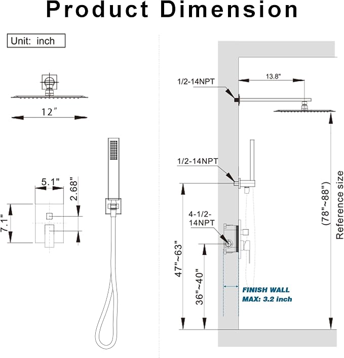 Shower System, Brushed Nickel Shower Faucet Set - Image 7