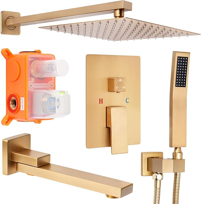 10 inch Square Shower Head and Handheld Set, Gasecoet Shower System by Gasecoet
