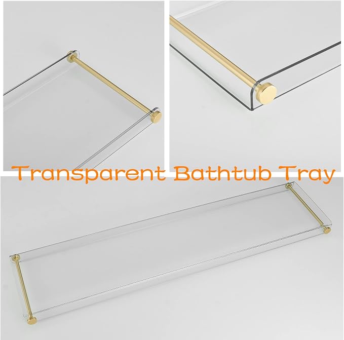 Bathtub Tray Clear Caddy Rack: Acrylic Tub Tray Shelf - Image 4