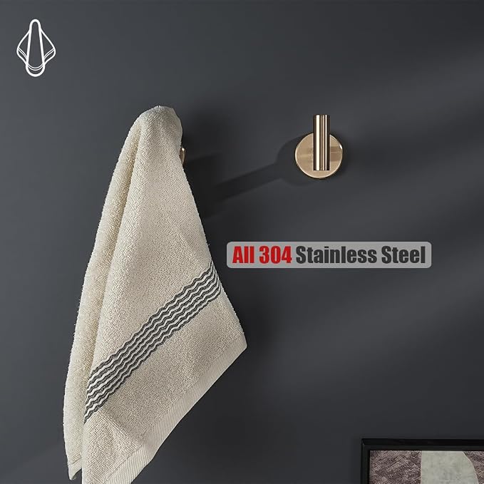JQK Bathroom Hardware Set, 5-Piece Bath Accessories Set Champagne Bronze Wall - Image 8