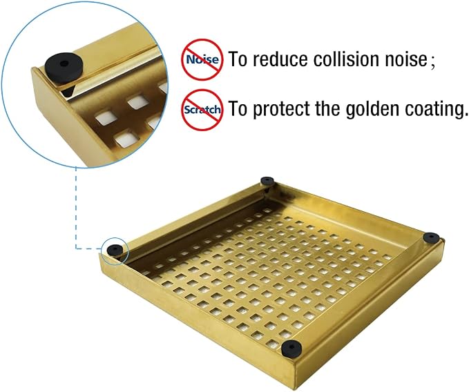 Neodrain 6 in Brushed Brass Square Shower Drain - Image 4