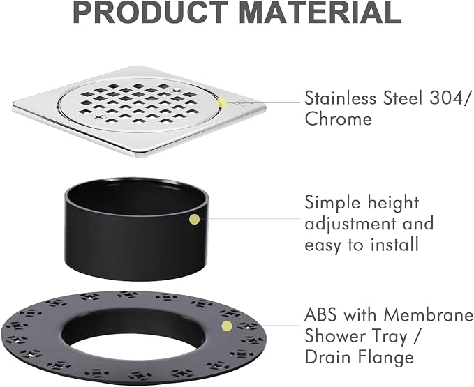 4” Shower Floor Drain Grate Kit Chrome - Image 3