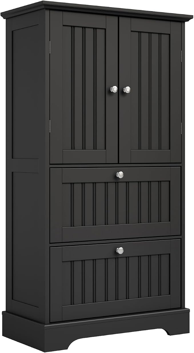 Treocho Bathroom Floor Cabinet, Freestanding Kitchen Pantry Cupboard by Treocho