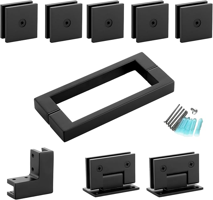 Shower Door Hardware Kit for Frameless Corner Shower Setup, Includes Hinges by McocodBathroomProducts