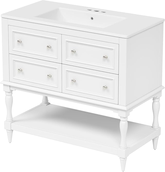 36 Inch White Bathroom Vanity - Image 8