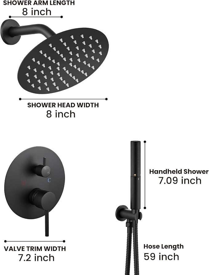Airuida Shower Fixtures 2 Functions Shower Faucet Set Wall Mounted - Image 8