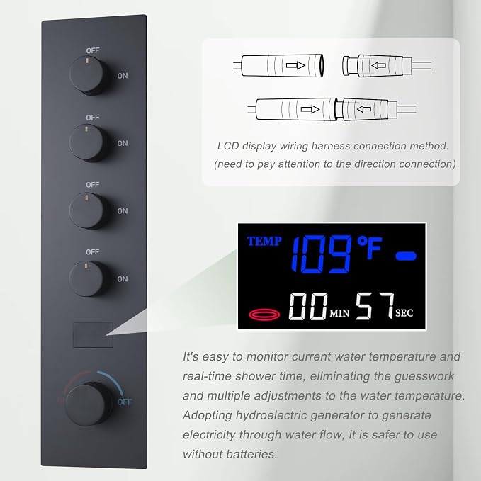 Matte Black Digital Display Shower System - Image 3