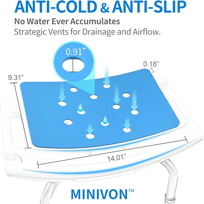 MINIVON Shower Chair Pad 9" x 14" Inch Bath Seat Cushion Anti Skid, Cover - Image 6