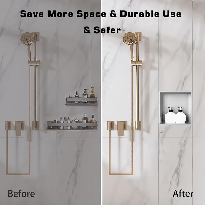 Shower Niche, Stainless Steel Elegant Bathroom Niche, No Tile Needed Recessed - Image 5