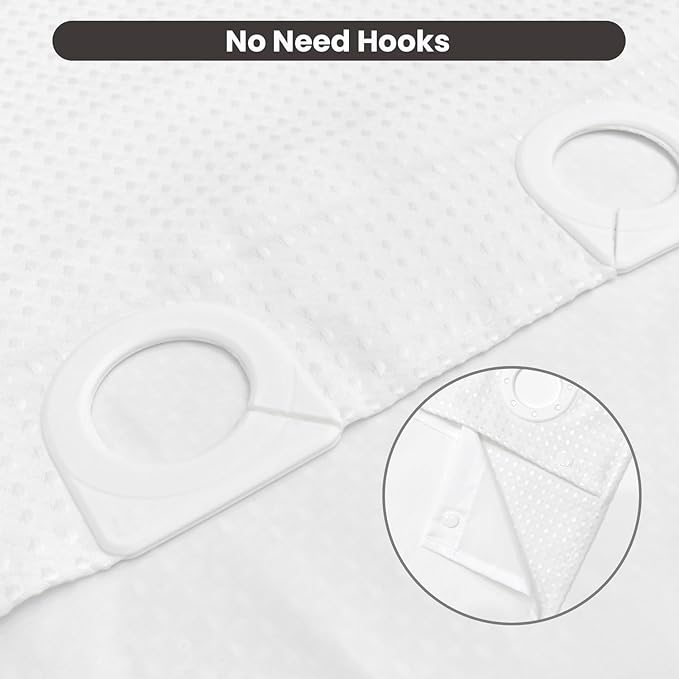 Inhousolu No Hook Waffle Weave Shower Curtain - Image 5