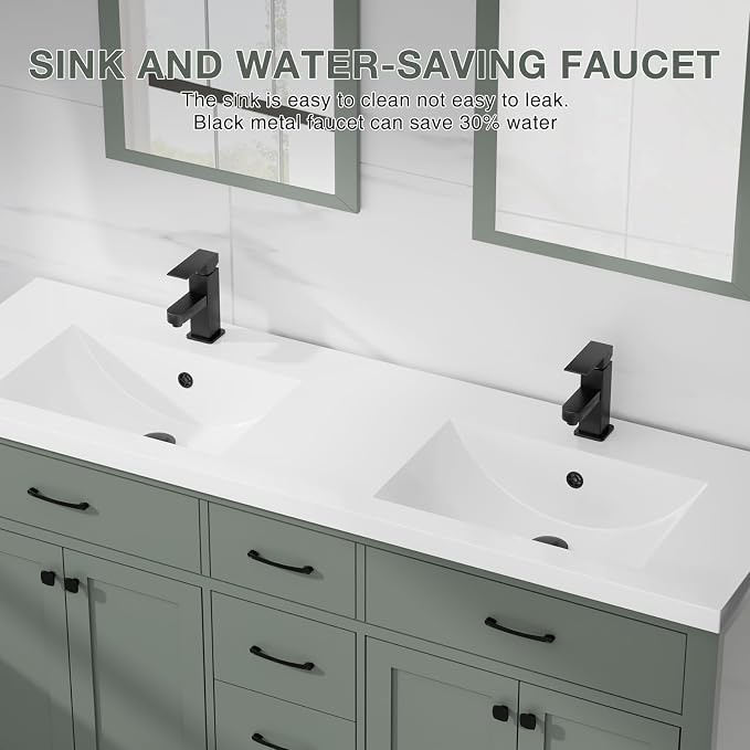 LUCKWIND 60" Bathroom Vanity and Sink Combo, Painted Modern Bathroom Storage - Image 5