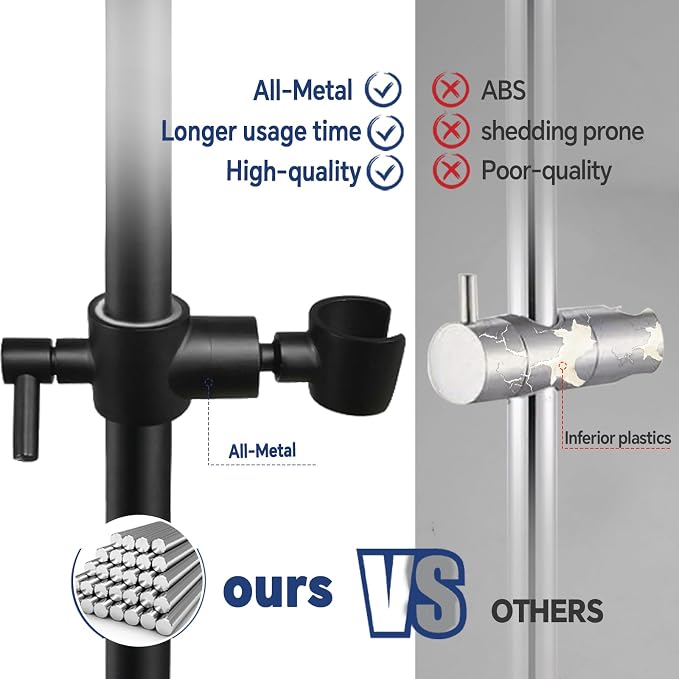 Shower Slide Bar Adjustable Handheld Shower Head Holder Wall Mount - Image 3