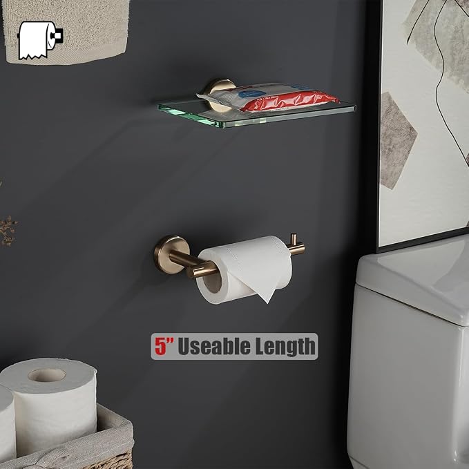 JQK Bathroom Hardware Set, 5-Piece Bath Accessories Set Champagne Bronze Wall - Image 5