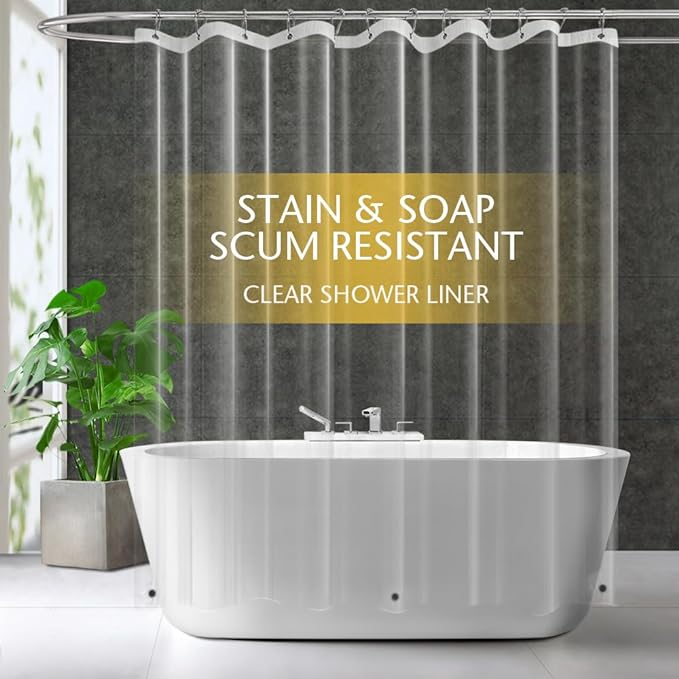 Clear PEVA Plastic Shower Curtain Liner Premium Light Weight 72" x 72" by ZEMAHOME