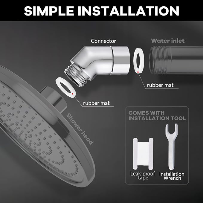 Shower Head Elbow Adapter, All Metal Handheld & Wall-Mounted Shower Arm - Image 5