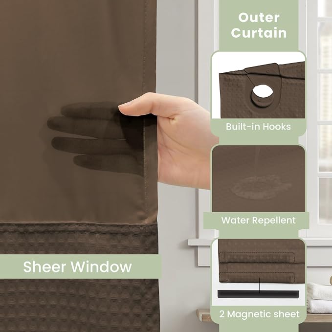 Inhousolu No Hook Shower Curtain - Image 4
