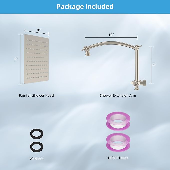 Hibbent All Metal Rain Shower Head, Solid Brass Adjustable Shower Arm Extender - Image 6