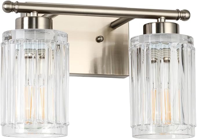 2 Light Bathroom Light Fixtures Modern Brushed Nickel 12 Inch Vanity Lights - Image 9