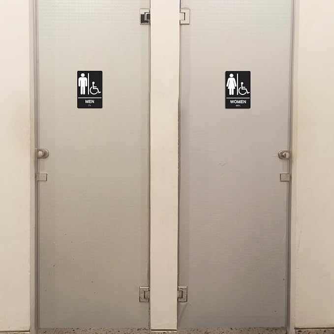 GicnKeuz ADA Braille Man and Women Bathroom Signs, 9 x 6 Inches Restroom Signs - Image 6