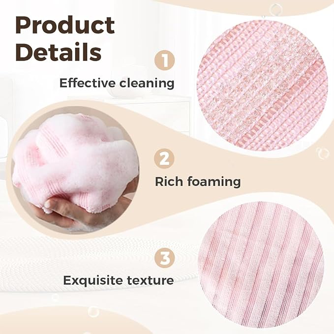 3PCS Exfoliating Shower Towel, 2026 New Premium Scrub Wash Back Bath Cloth - Image 3