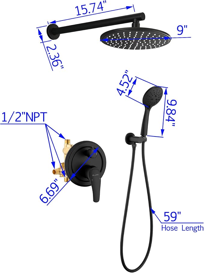 SHAMANDA Shower Faucet Set, Wall Mounted Shower System - Image 8