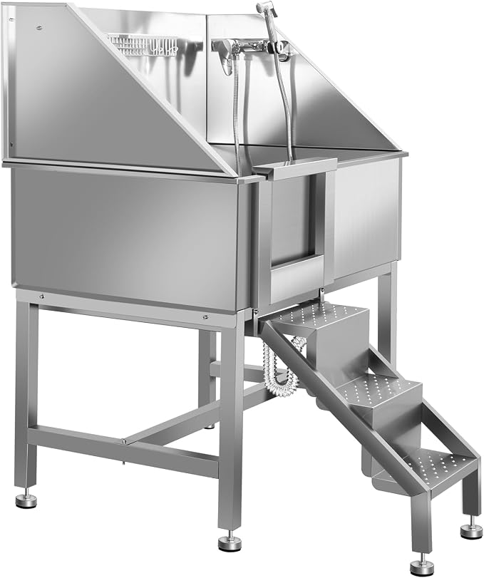 38" Pet Dog Bathing Station W/Ramp, Professional Stainless Steel Dog Grooming - Image 8