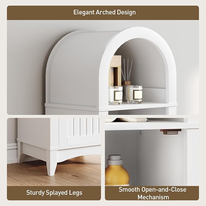 69" Tall Bathroom Storage Cabinet, Tall Arched Freestanding Storage Cabinet - Image 4
